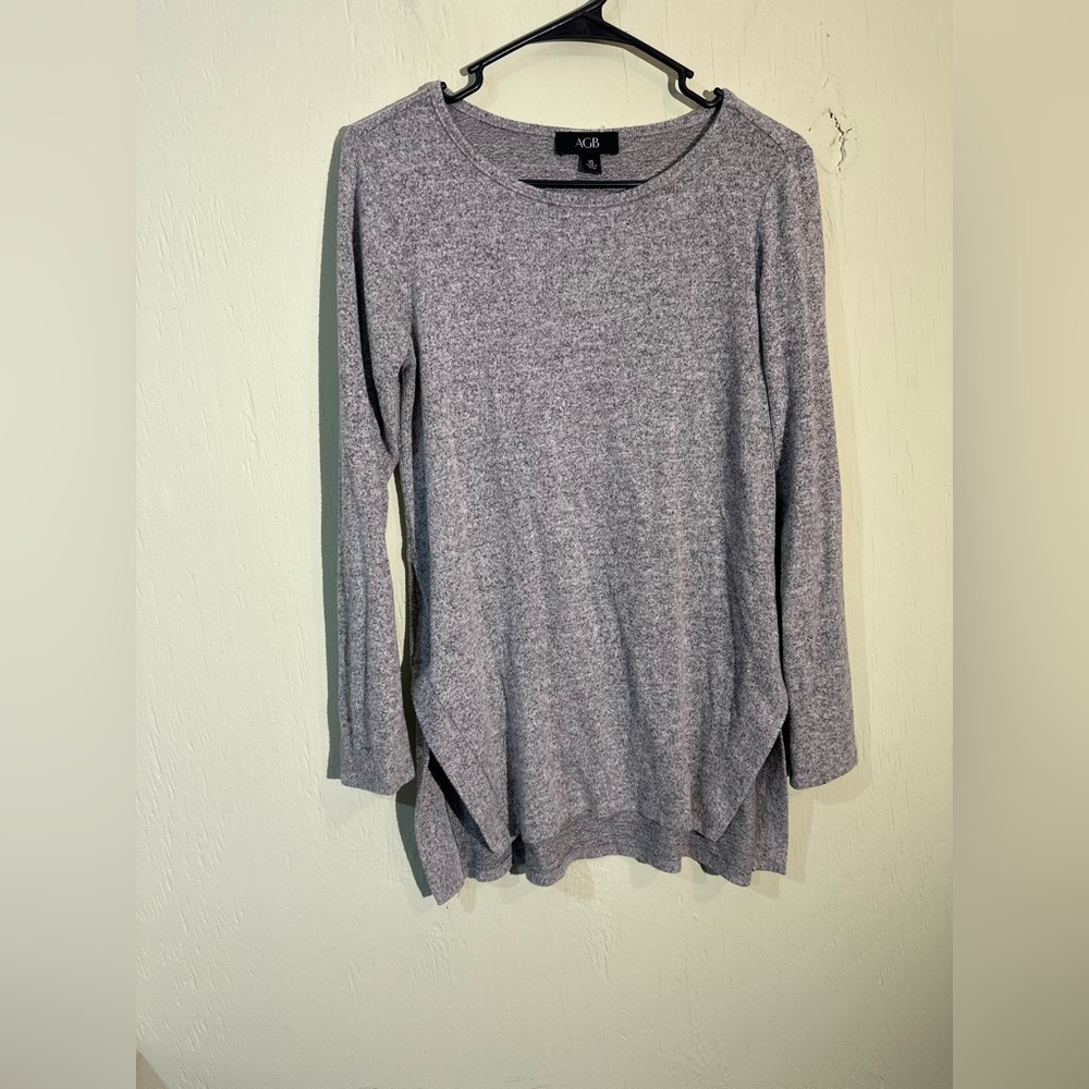 AGB heather gray long sleeve split side sweater oversized size XS